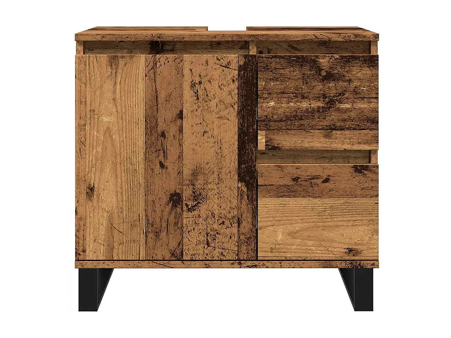 Armoire de lavabo de salle de bain vieux bois 65x33x60 cm