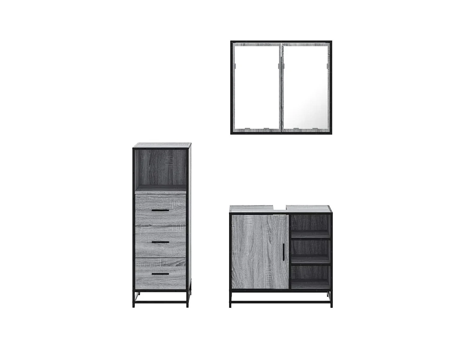 Ensemble de meubles de salle de bain 3 pcs Sonoma gris