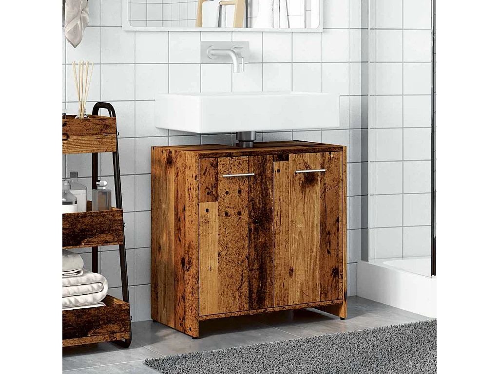 Badkamer wastafelkast oud hout 60x33x60 cm