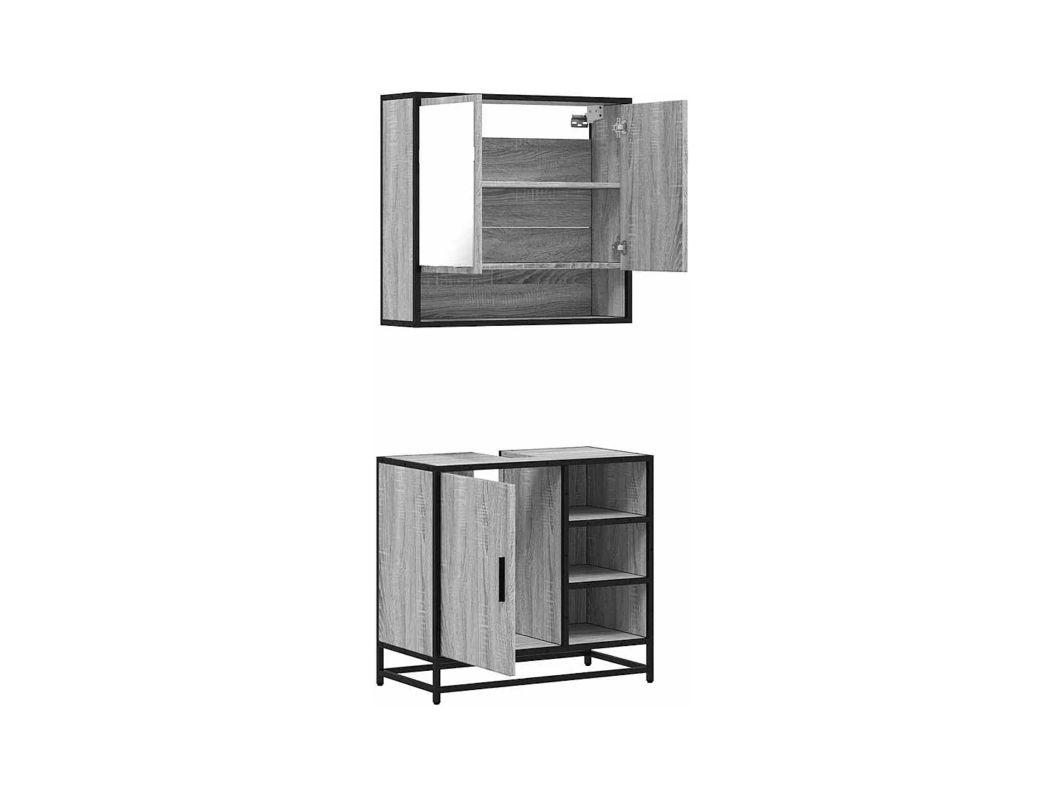 Ensemble de meubles de salle de bain 2 pcs Sonoma gris