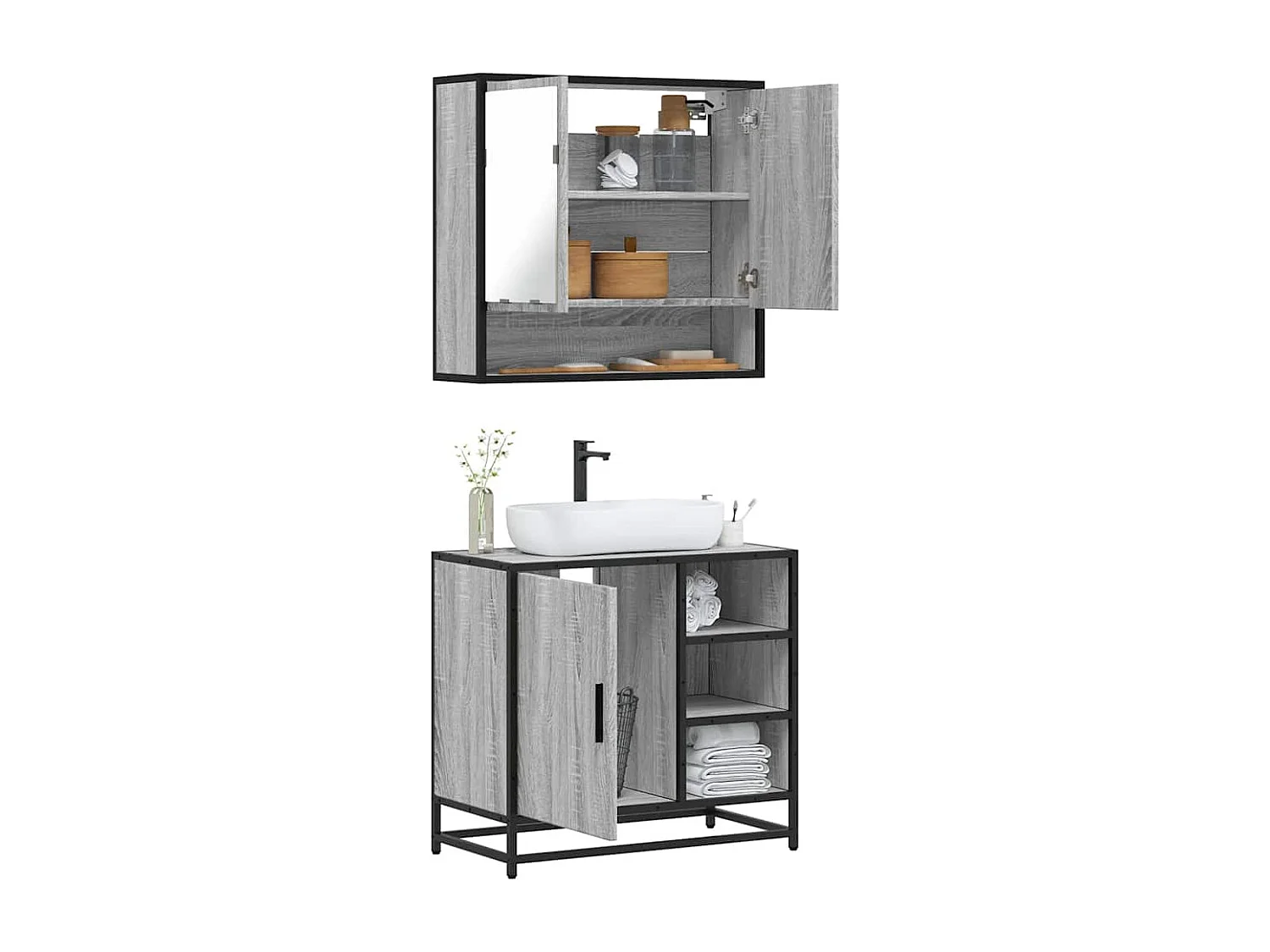 Set di mobili da bagno Sonoma Grey da 2 pezzi