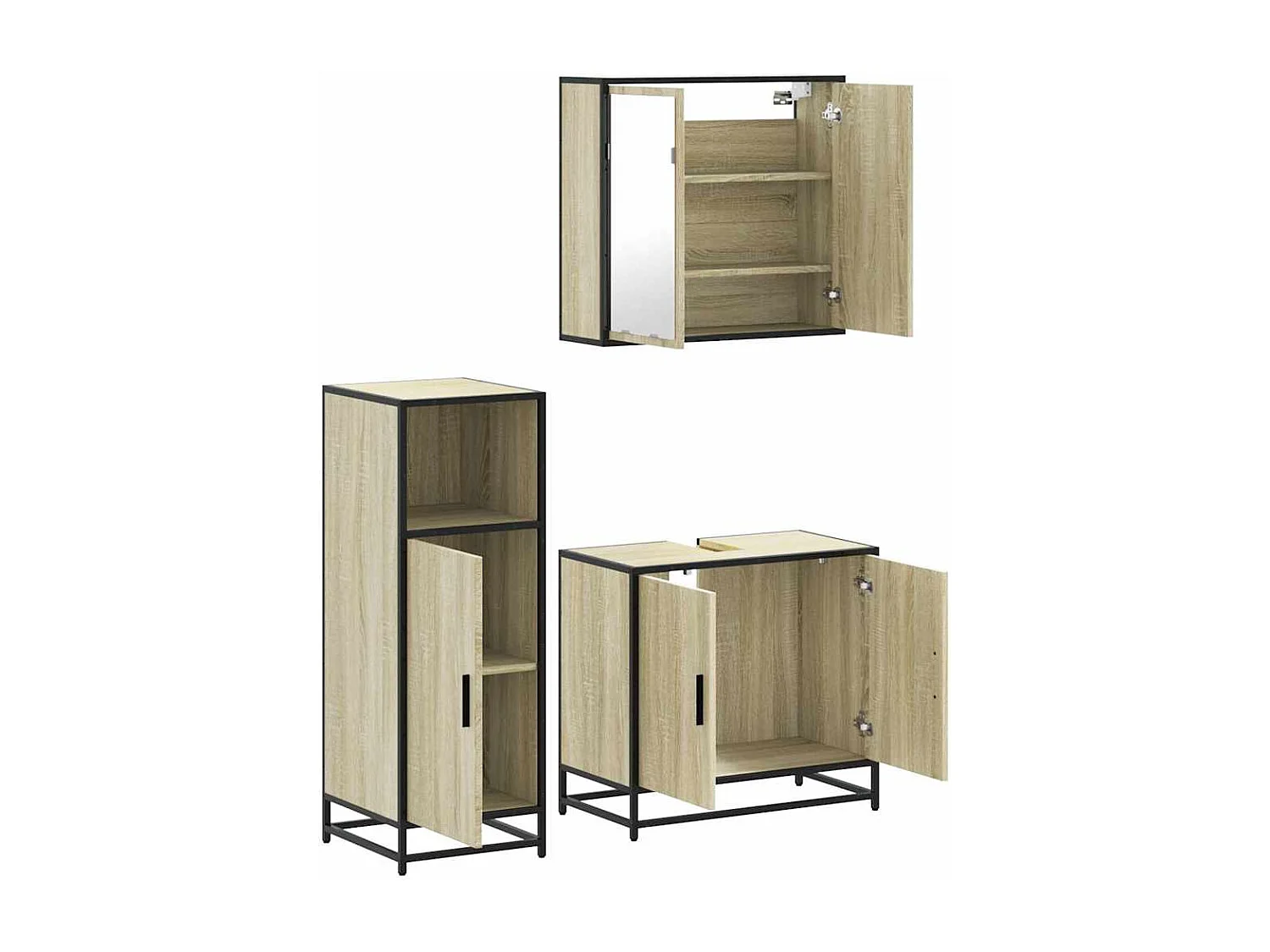 Ensemble de meubles de salle de bain 3 pcs chêne sonoma