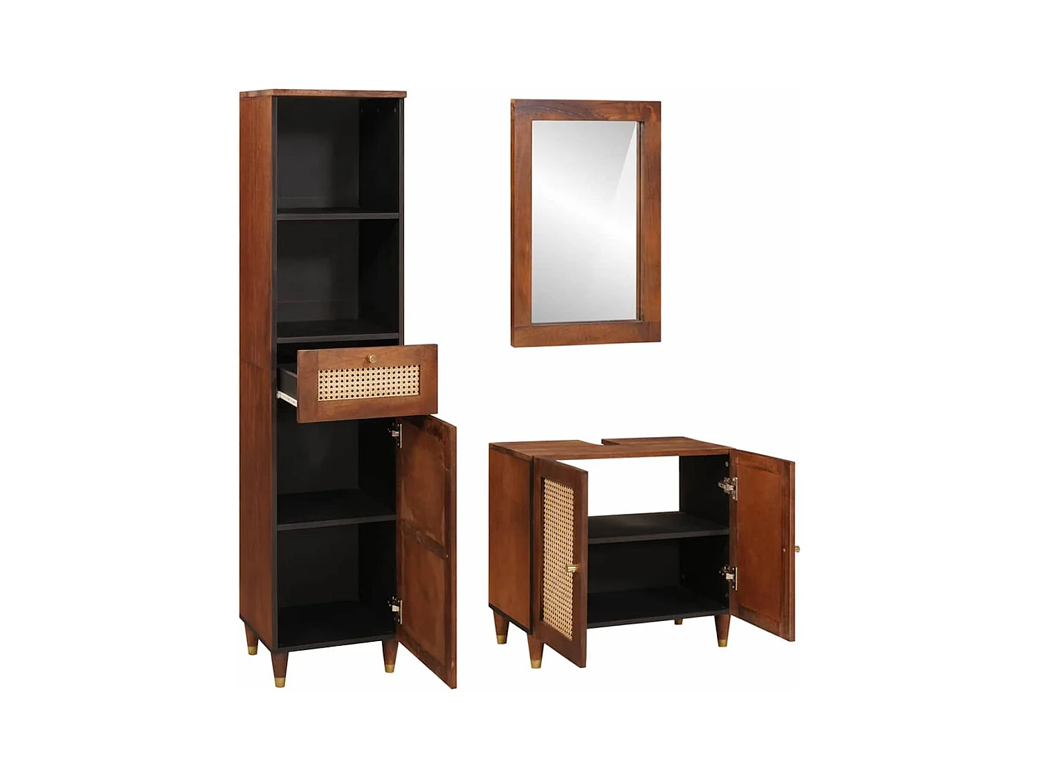 Mobilier de salle de bain avec tiroir 3 pcs 38 x 33 x 160 cm