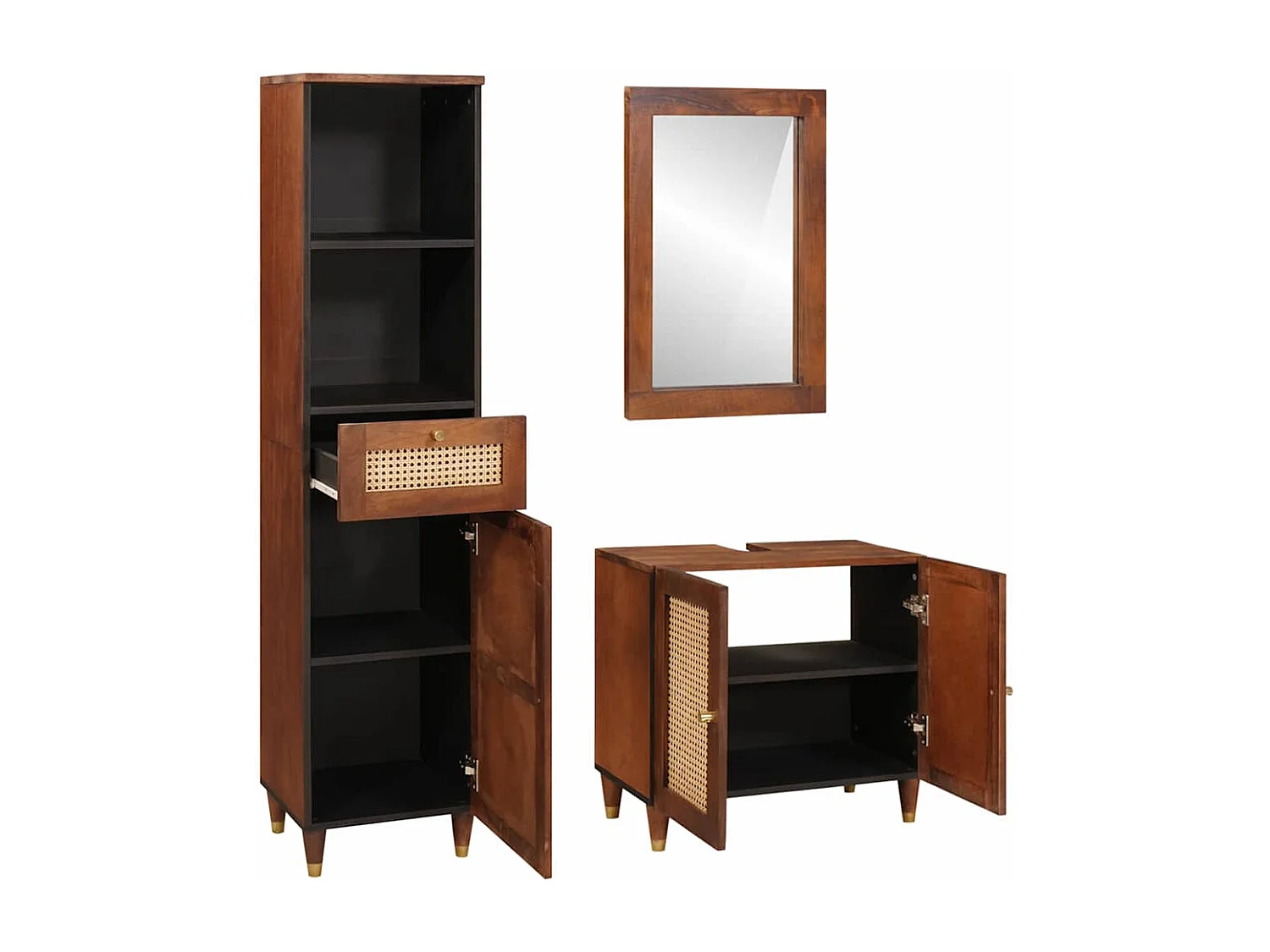 Mobilier de salle de bain avec tiroir 3 pcs 38 x 33 x 160 cm