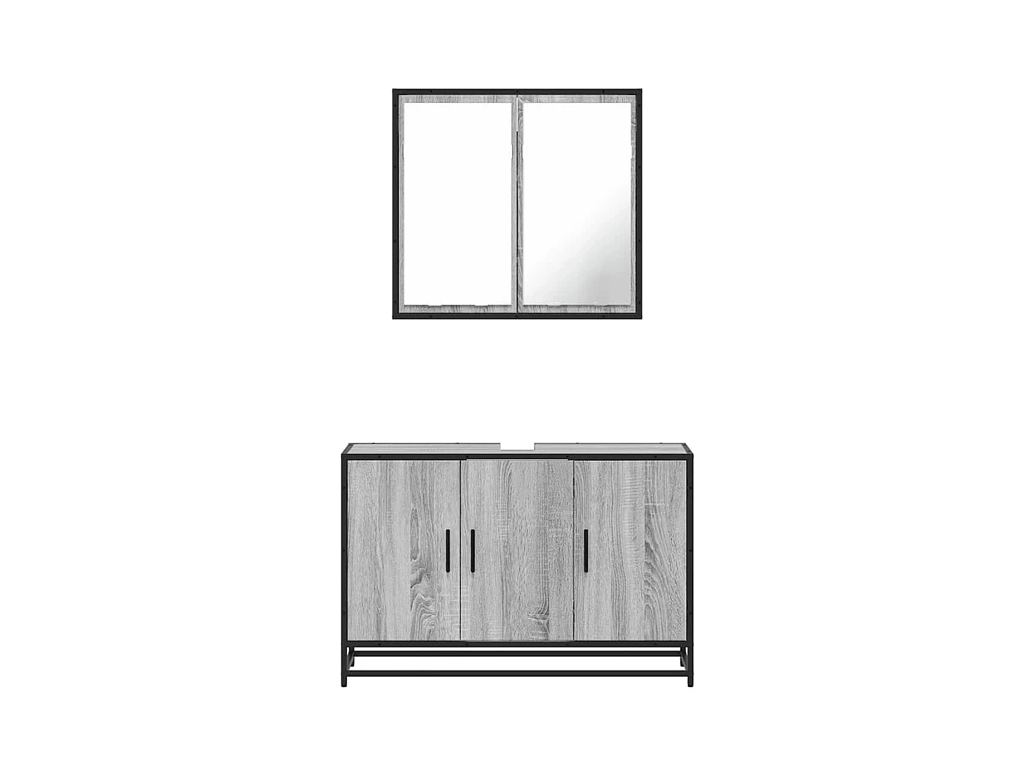 Ensemble de meubles de salle de bain 2 pcs Sonoma gris