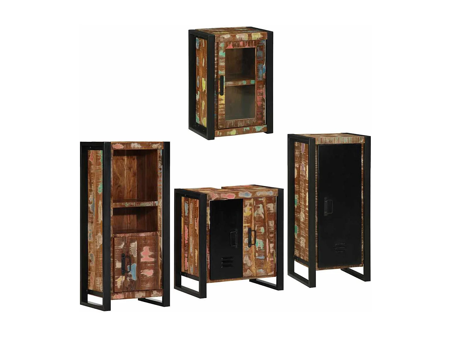 Set di mobili da bagno a parete 4 pezzi