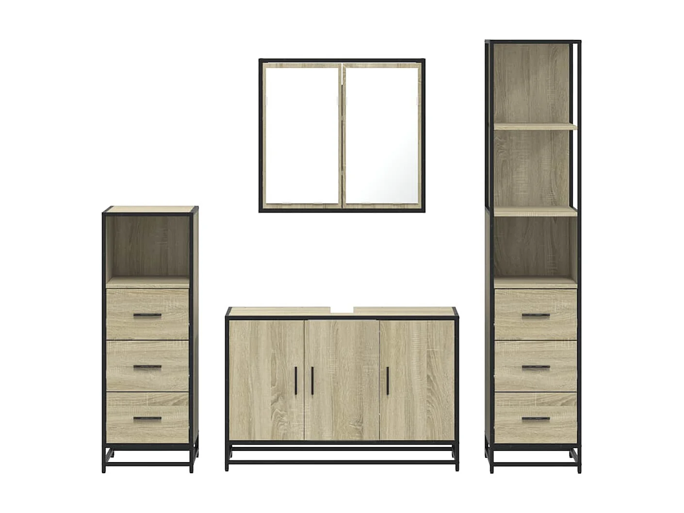 Ensemble de meubles de salle de bain 4 pcs chêne sonoma