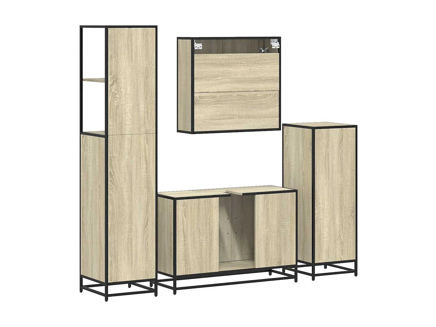 Ensemble de meubles de salle de bain 4 pcs chêne sonoma