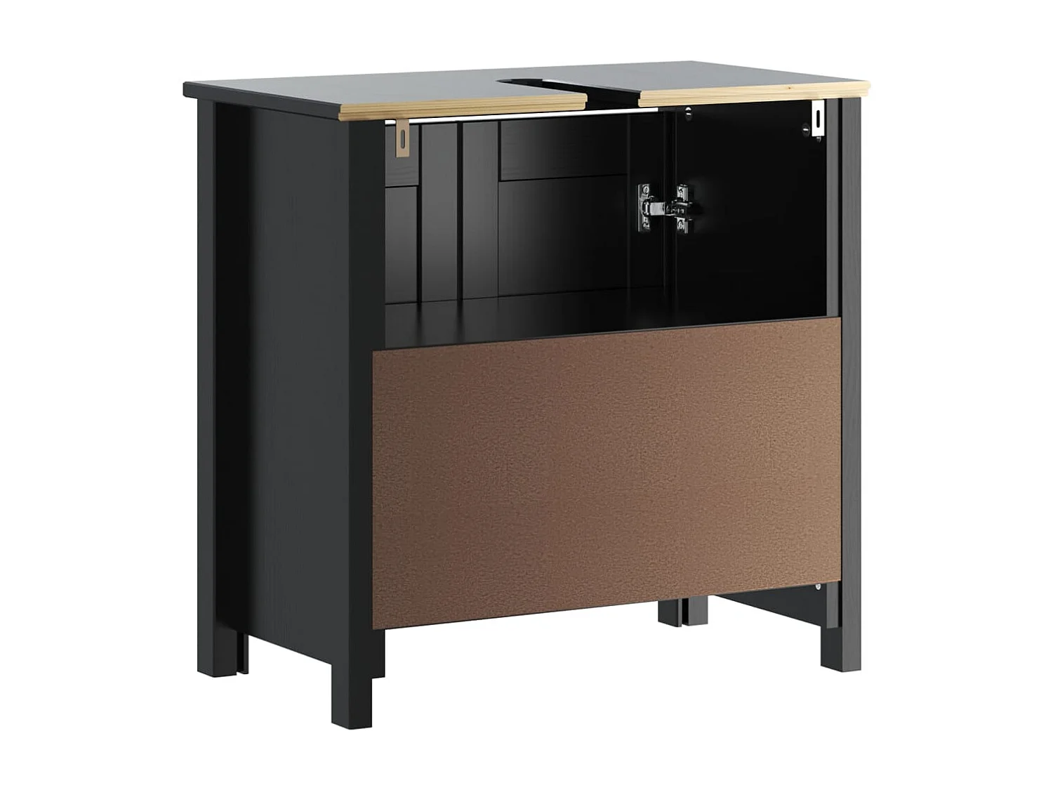 BERG badkamerkast zwart 60x34x59 cm massief grenenhout