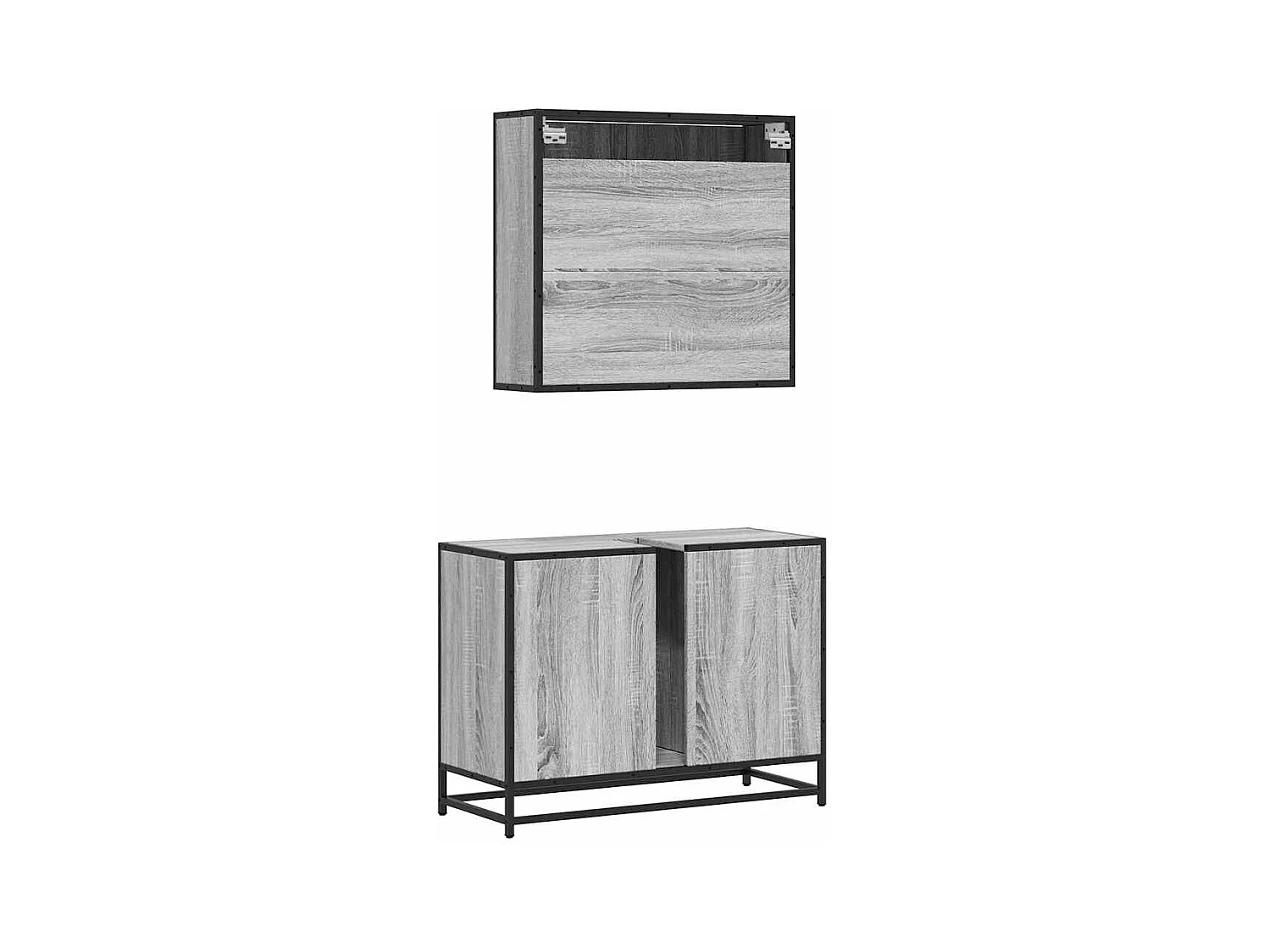 Ensemble de meubles de salle de bain 2 pcs Sonoma gris