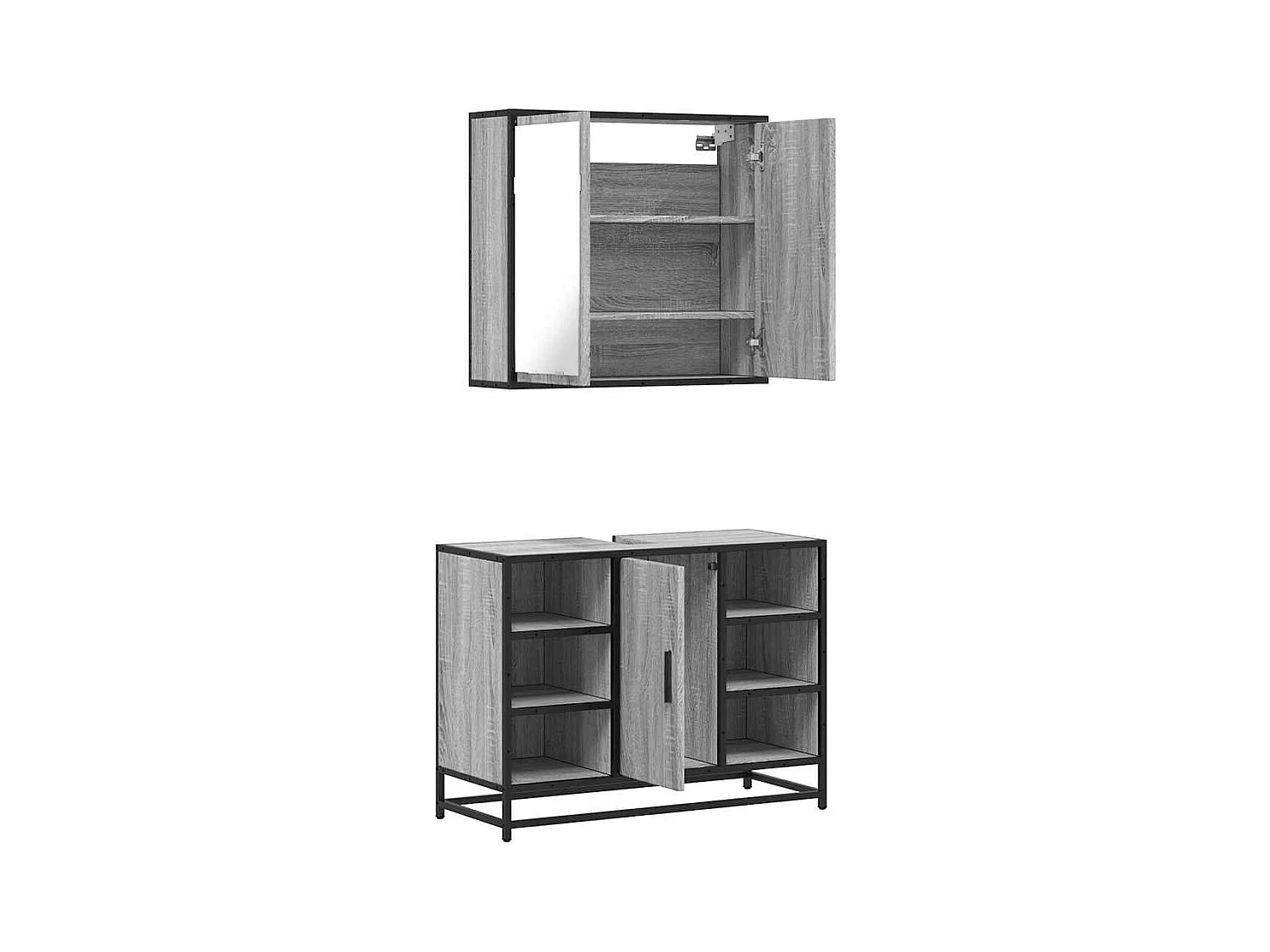 Ensemble de meubles de salle de bain 2 pcs Sonoma gris