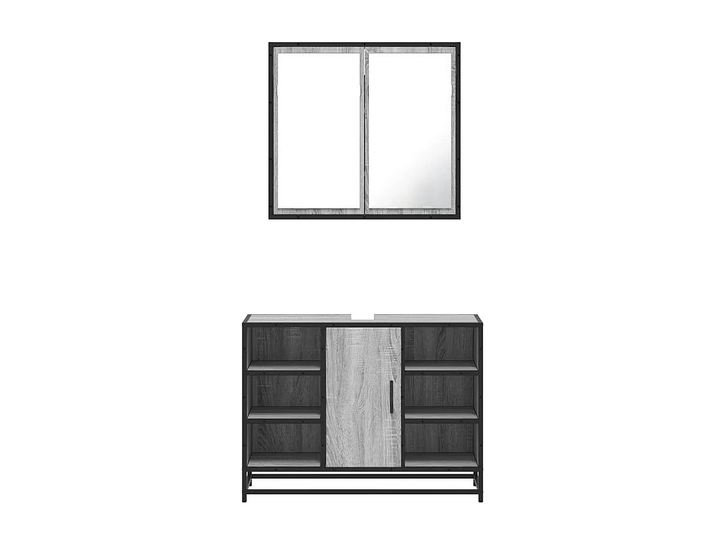 Ensemble de meubles de salle de bain 2 pcs Sonoma gris