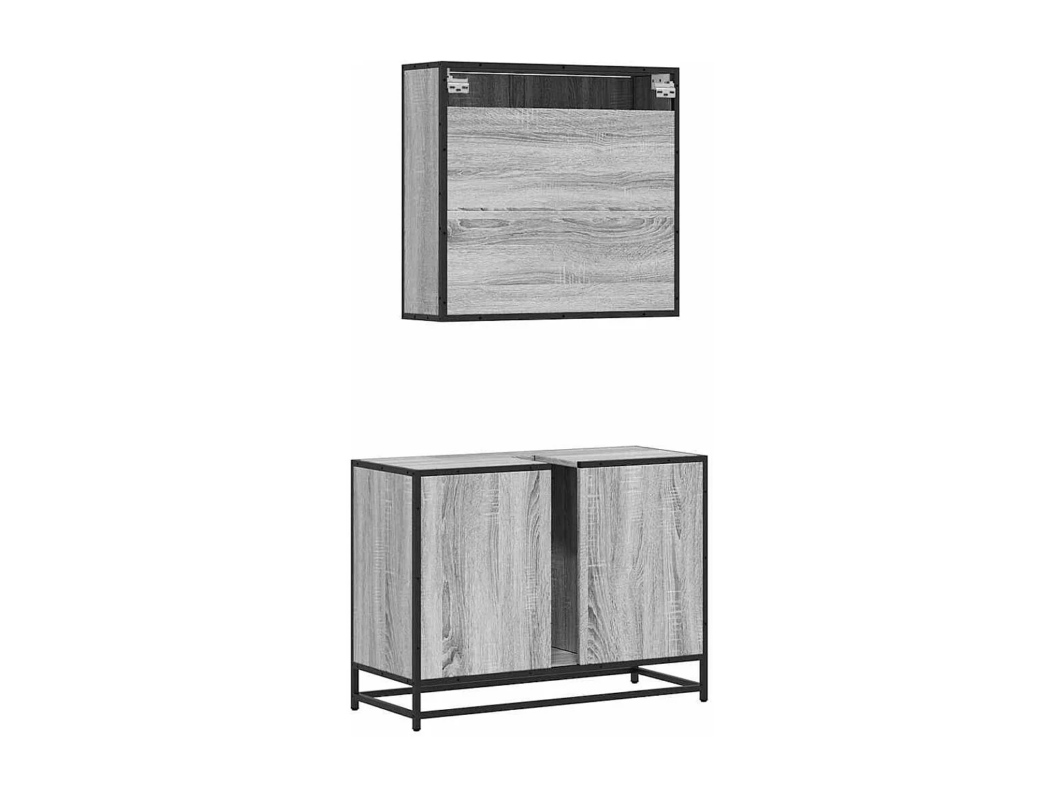 Ensemble de meubles de salle de bain 2 pcs Sonoma gris