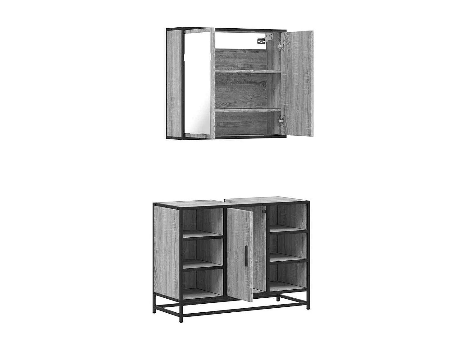 Ensemble de meubles de salle de bain 2 pcs Sonoma gris