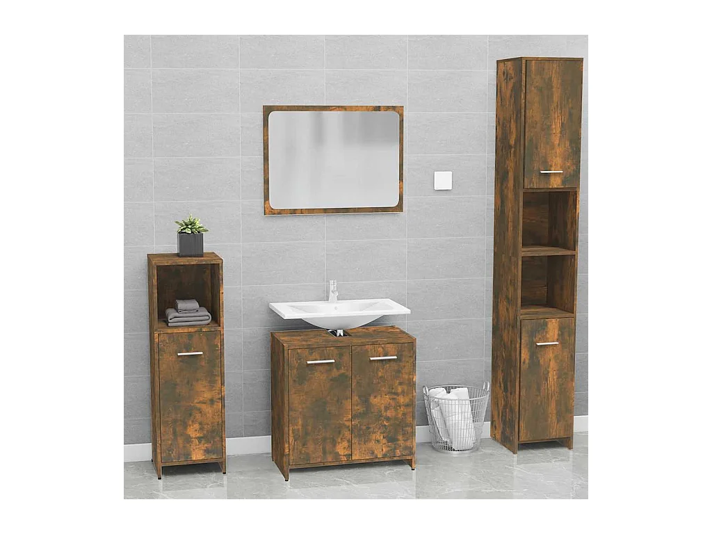 Meubles de salle de bain Chêne fumé Bois d'ingénierie