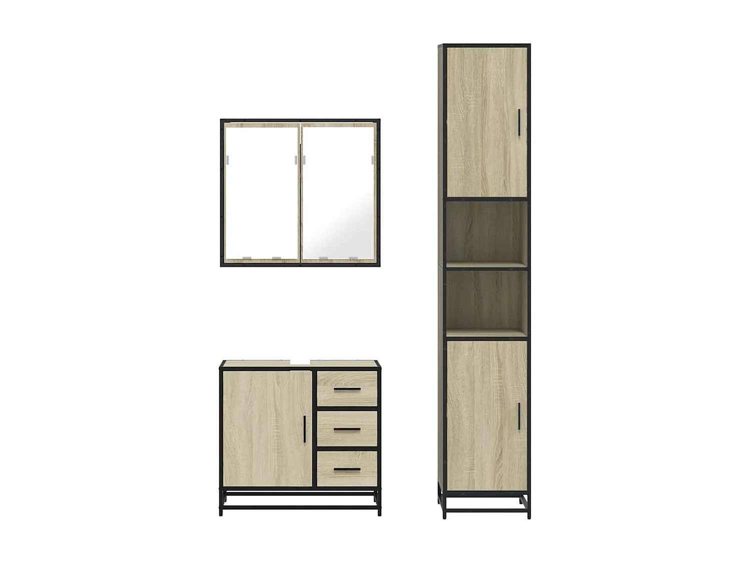 Ensemble de meubles de salle de bain 3 pcs chêne sonoma