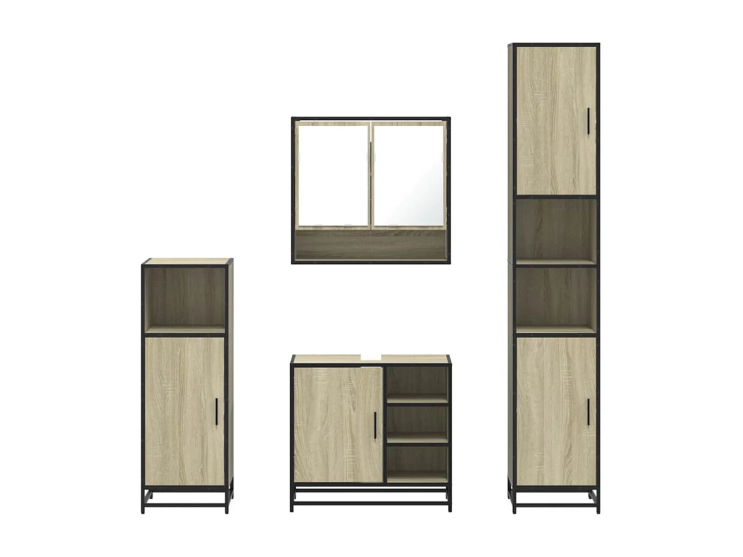 4-teiliges Badmöbel-Set Sonoma-Eiche