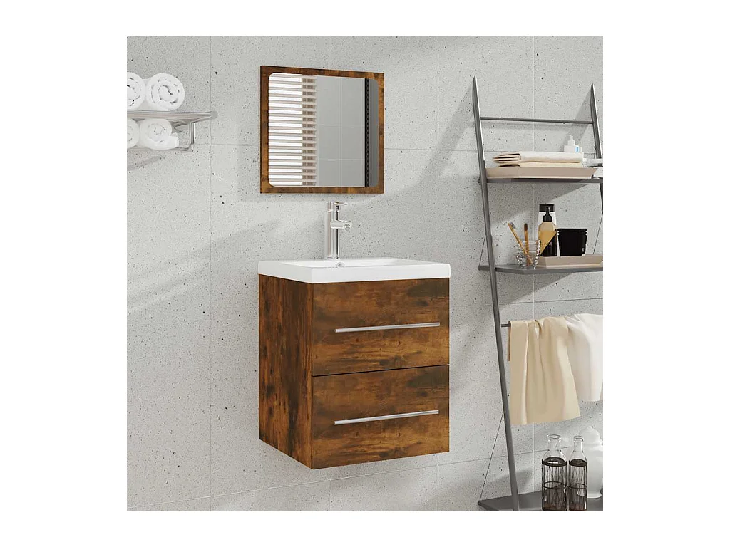 Badkamerkast met spiegel Gerookt eiken 41x38,5x48 cm