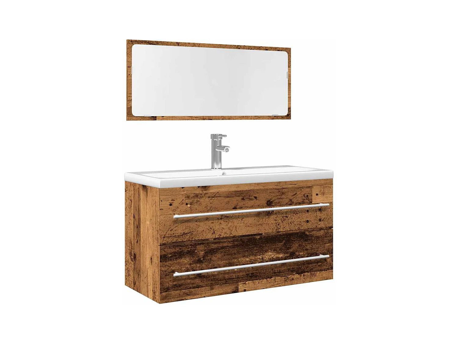 Ensemble de meubles salle de bain 2 pcs bois d'ingénierie