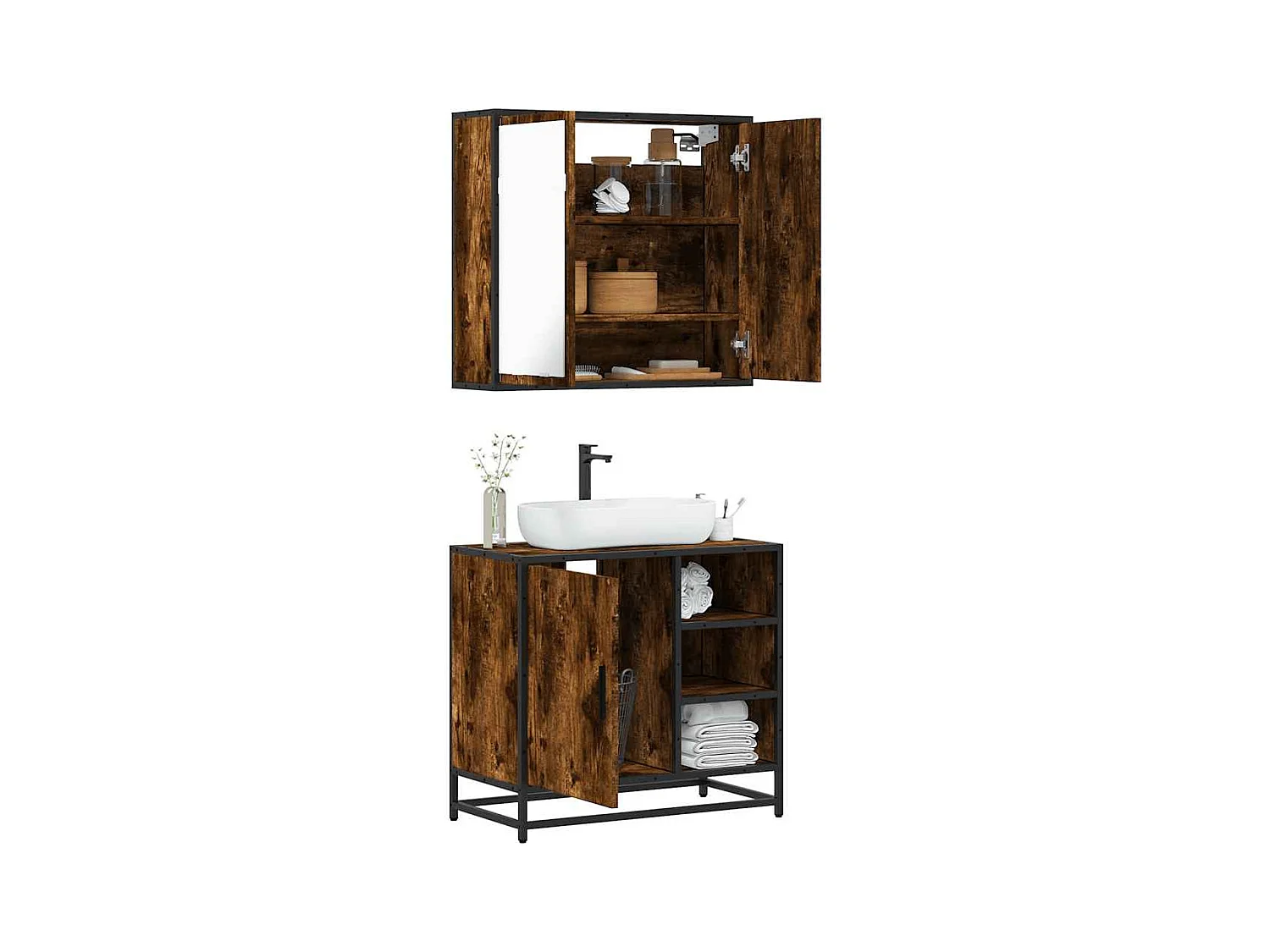 Conjunto de muebles de baño de 2 piezas Roble Ahumado