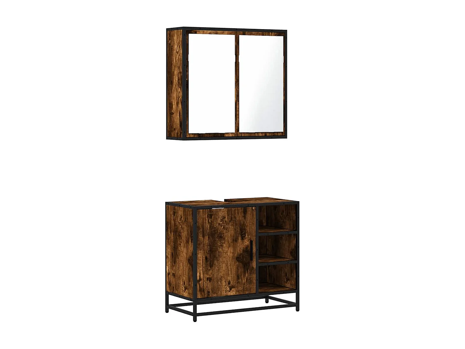 Ensemble de meubles de salle de bain 2 pcs Chêne fumé