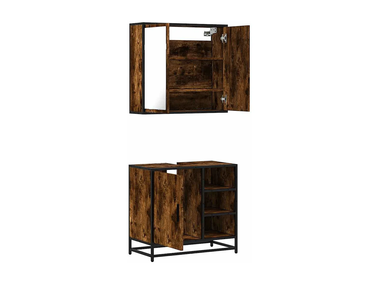 Ensemble de meubles de salle de bain 2 pcs Chêne fumé