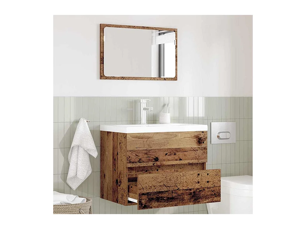Set de Meubles de Salle de Bain avec tiroir 2 pcs Bois Ancien