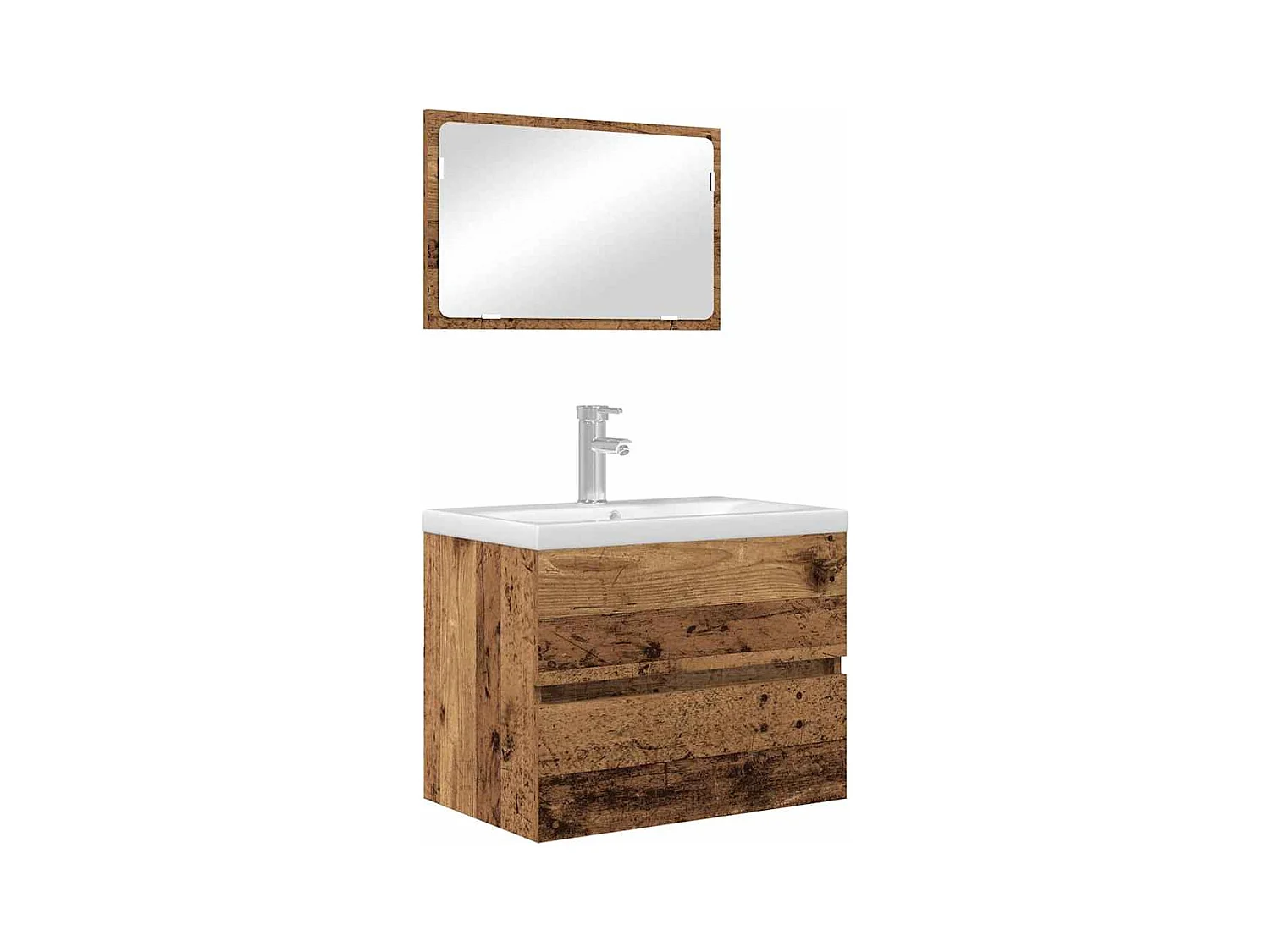 Set de Meubles de Salle de Bain avec tiroir 2 pcs Bois Ancien