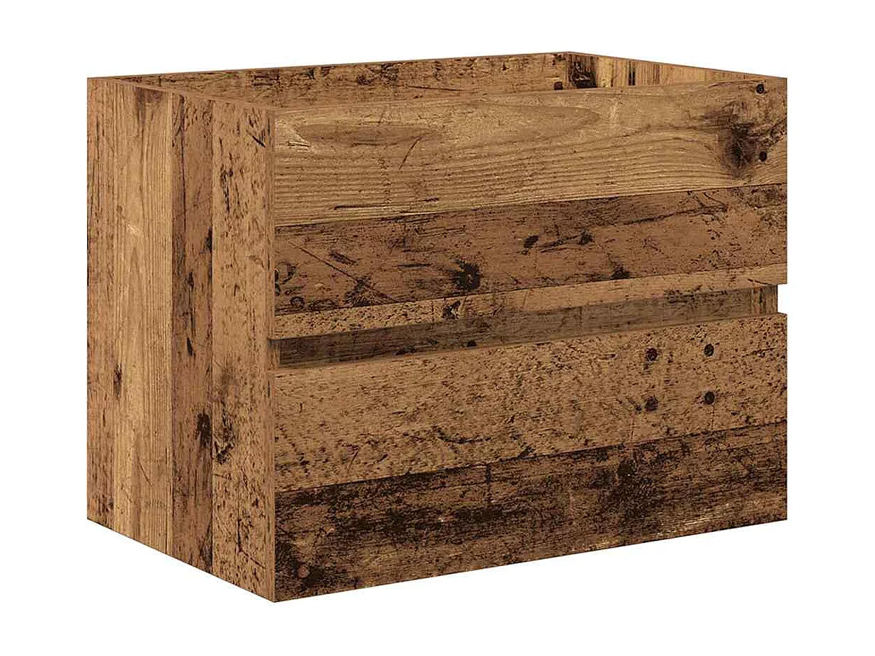 Set di mobili da bagno con cassetto 2 pezzi in legno antico