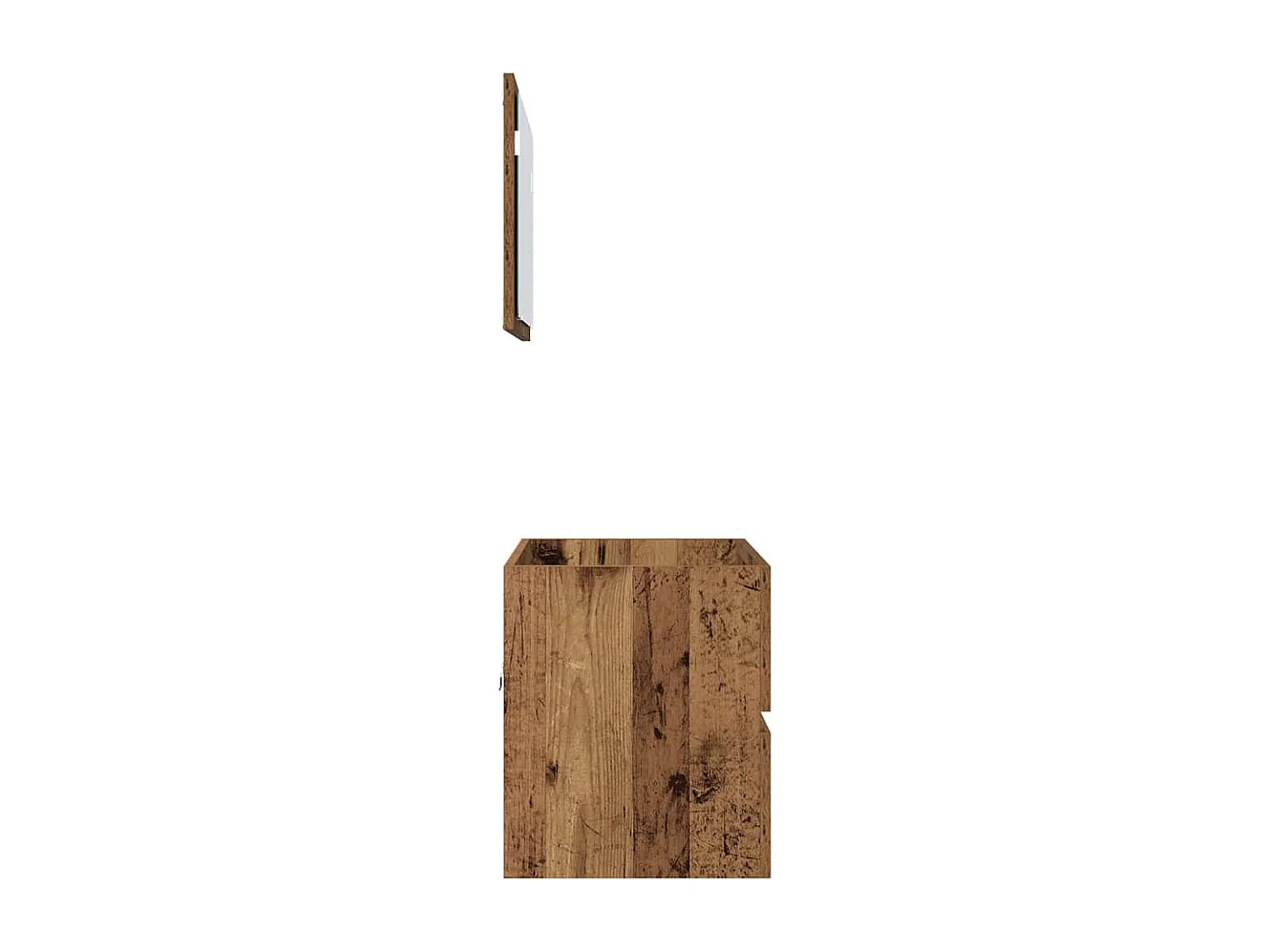 Set di mobili da bagno con cassetto 2 pezzi in legno antico