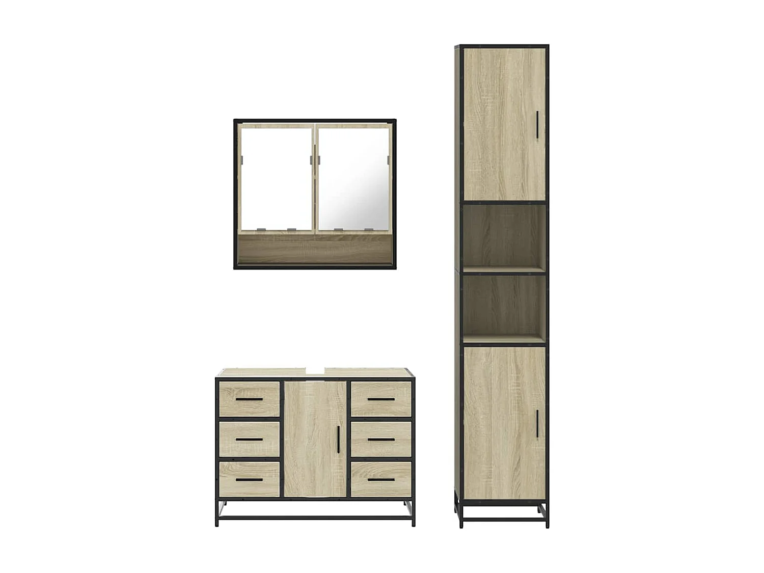 Ensemble de meubles de salle de bain 3 pcs chêne sonoma