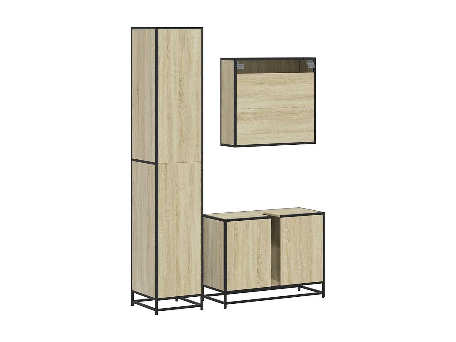 Ensemble de meubles de salle de bain 3 pcs chêne sonoma