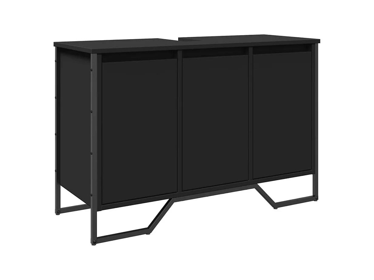 Armoire lavabo de salle de bain noir 91x35x60 cm