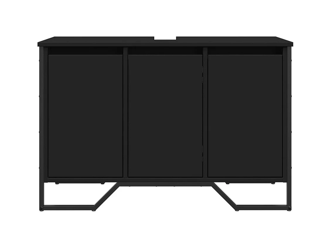 Armoire lavabo de salle de bain noir 91x35x60 cm