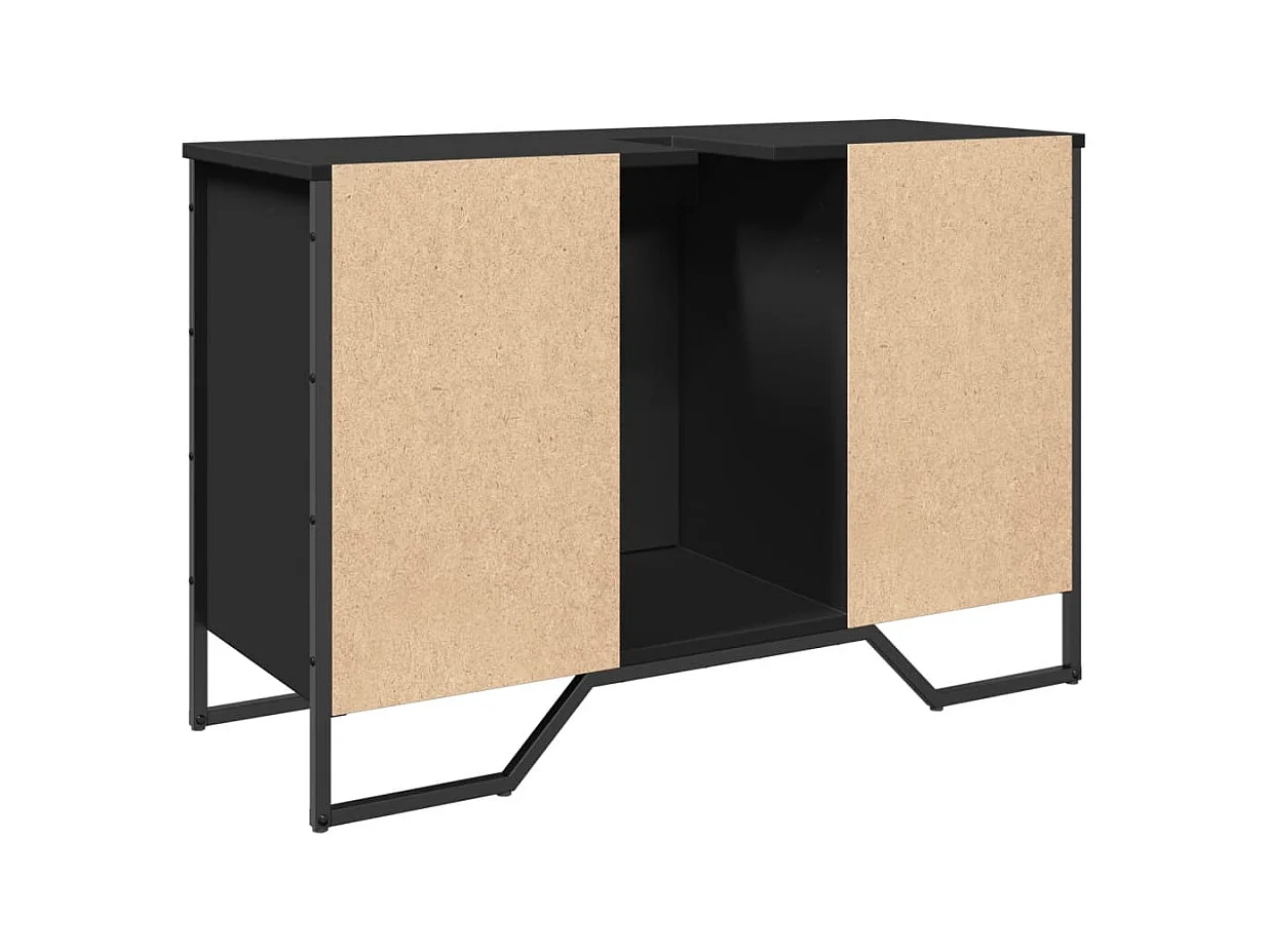 Armoire lavabo de salle de bain noir 91x35x60 cm