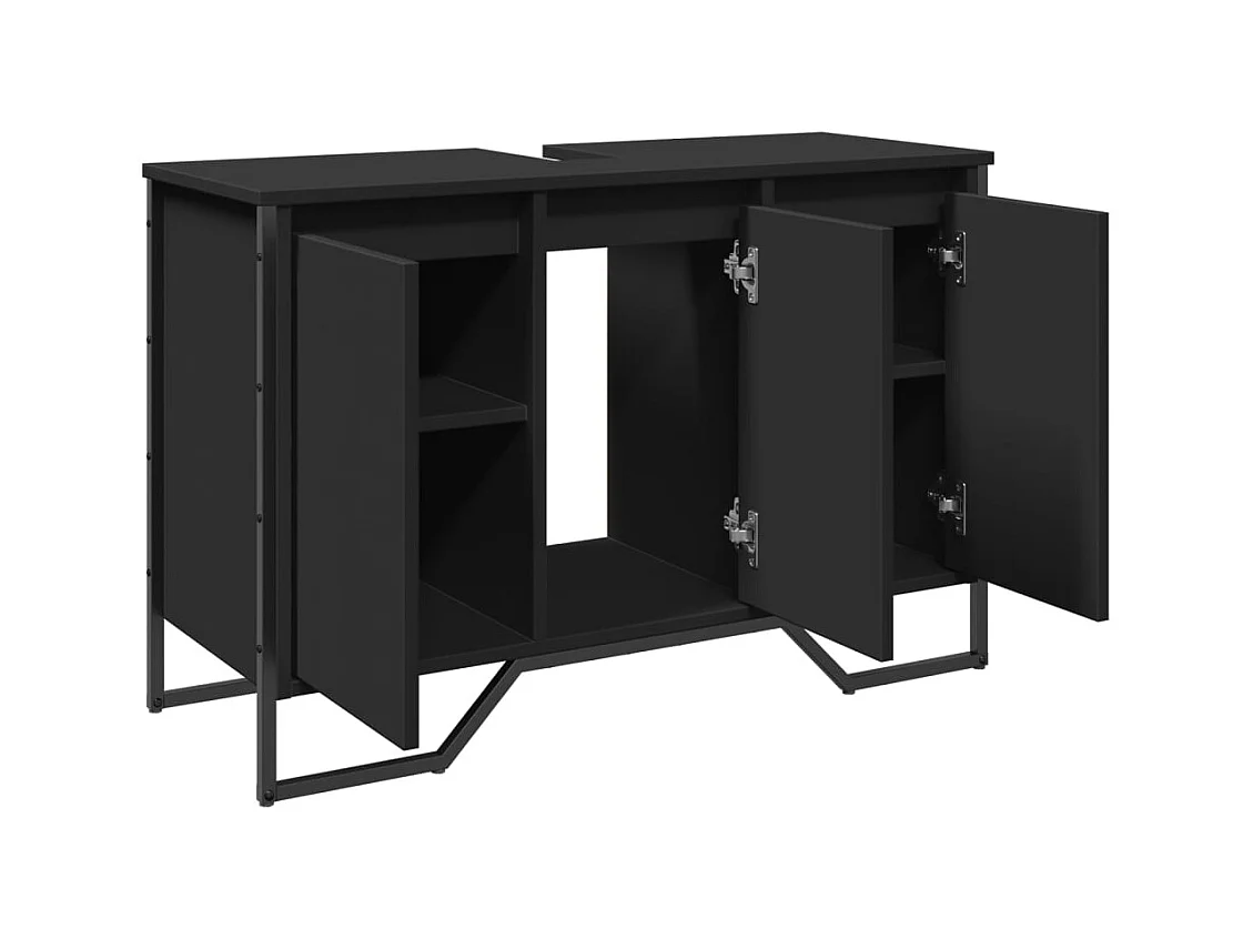 Armoire lavabo de salle de bain noir 91x35x60 cm