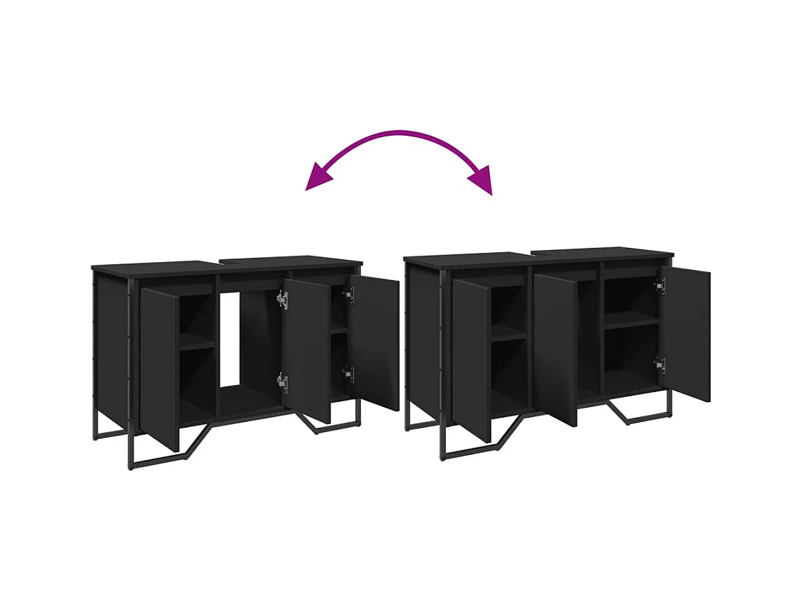 Armoire lavabo de salle de bain noir 91x35x60 cm