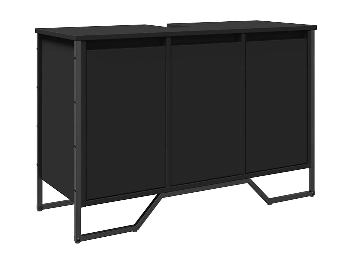 Armoire lavabo de salle de bain noir 91x35x60 cm