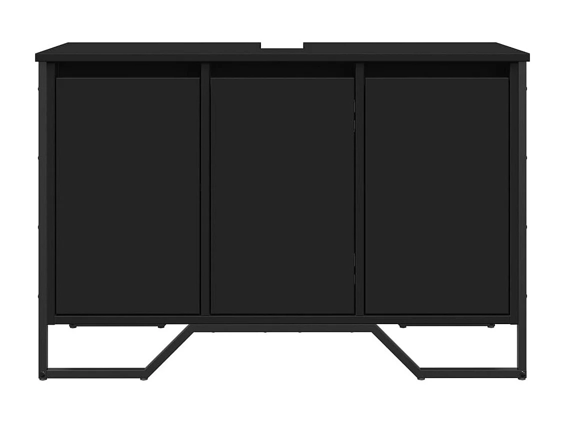 Armoire lavabo de salle de bain noir 91x35x60 cm