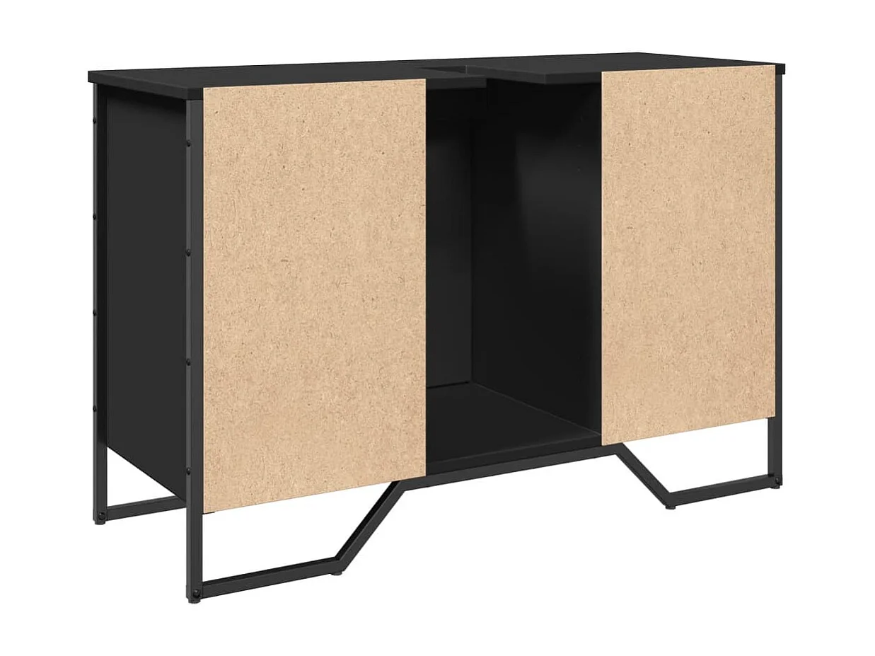 Armoire lavabo de salle de bain noir 91x35x60 cm