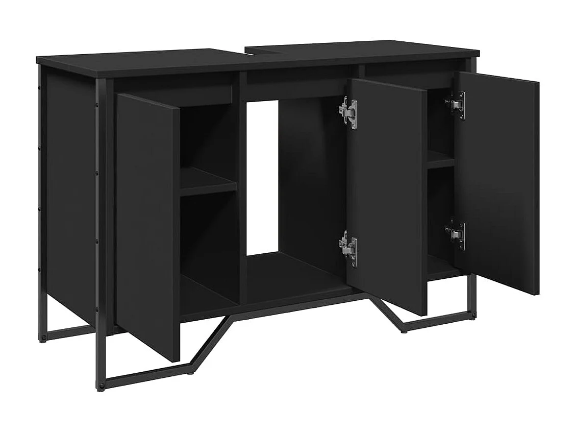 Armoire lavabo de salle de bain noir 91x35x60 cm