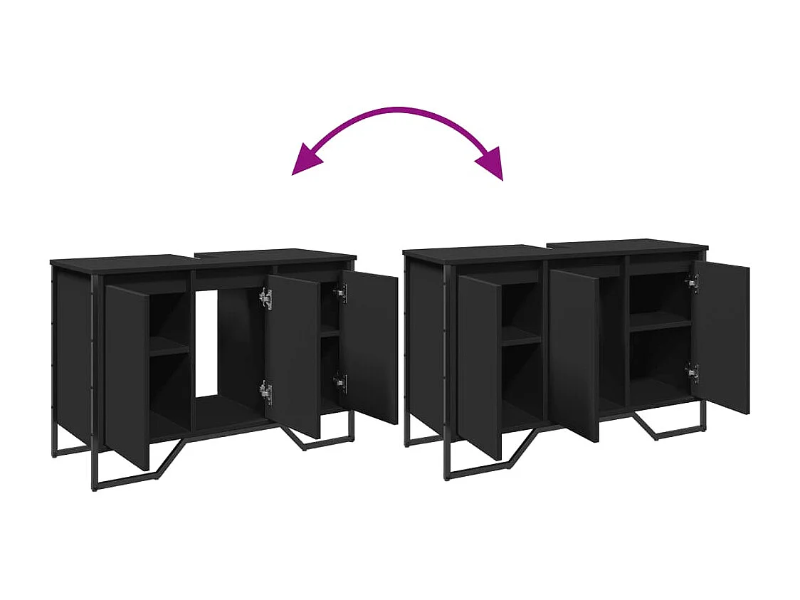 Armoire lavabo de salle de bain noir 91x35x60 cm