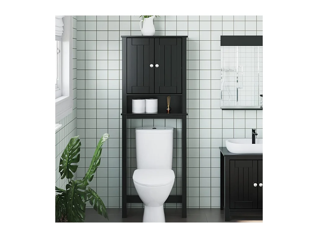 BERG zwarte massief houten bovenkast