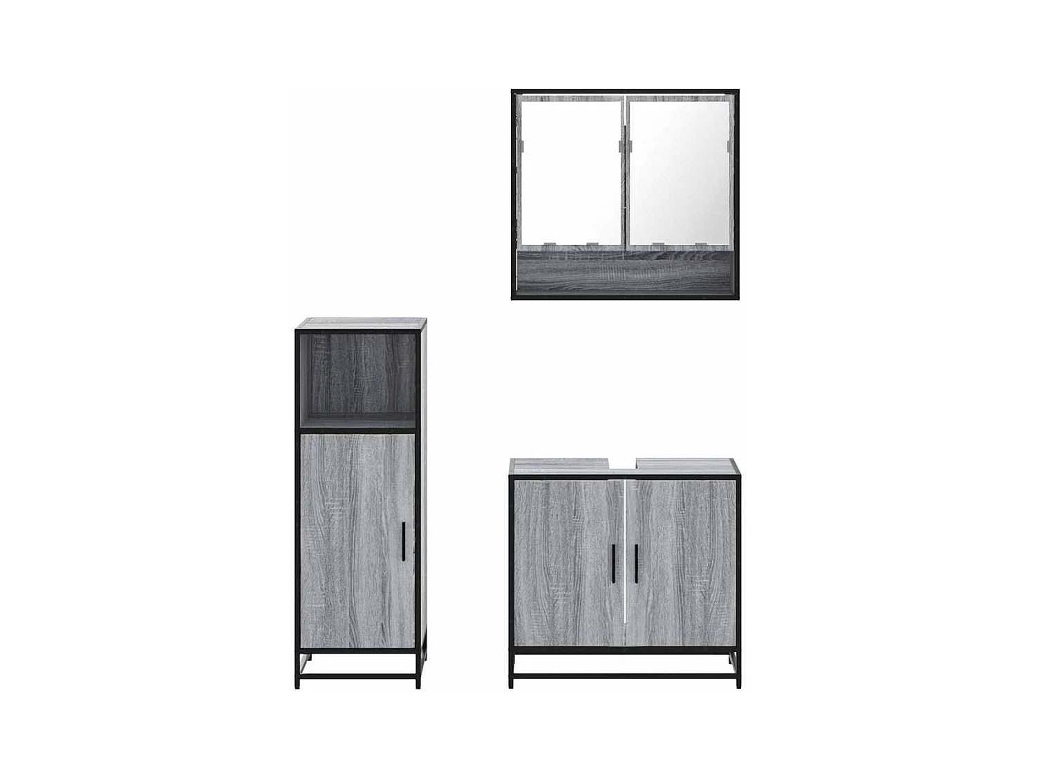 Ensemble de meubles de salle de bain 3 pcs Sonoma gris