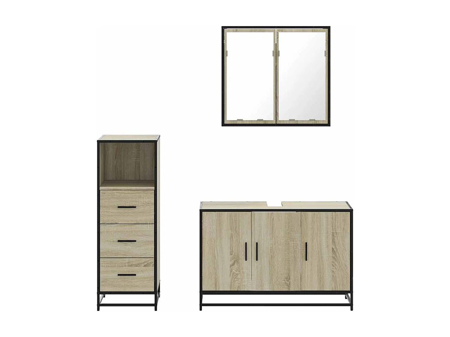 Ensemble de meubles de salle de bain 3 pcs chêne sonoma