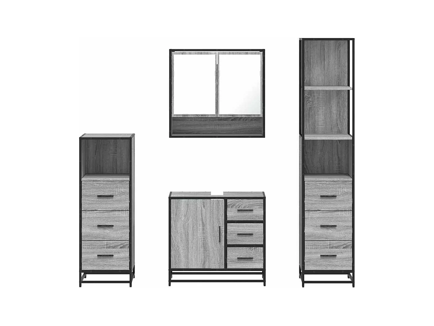 Ensemble de meubles de salle de bain 4 pcs sonoma gris