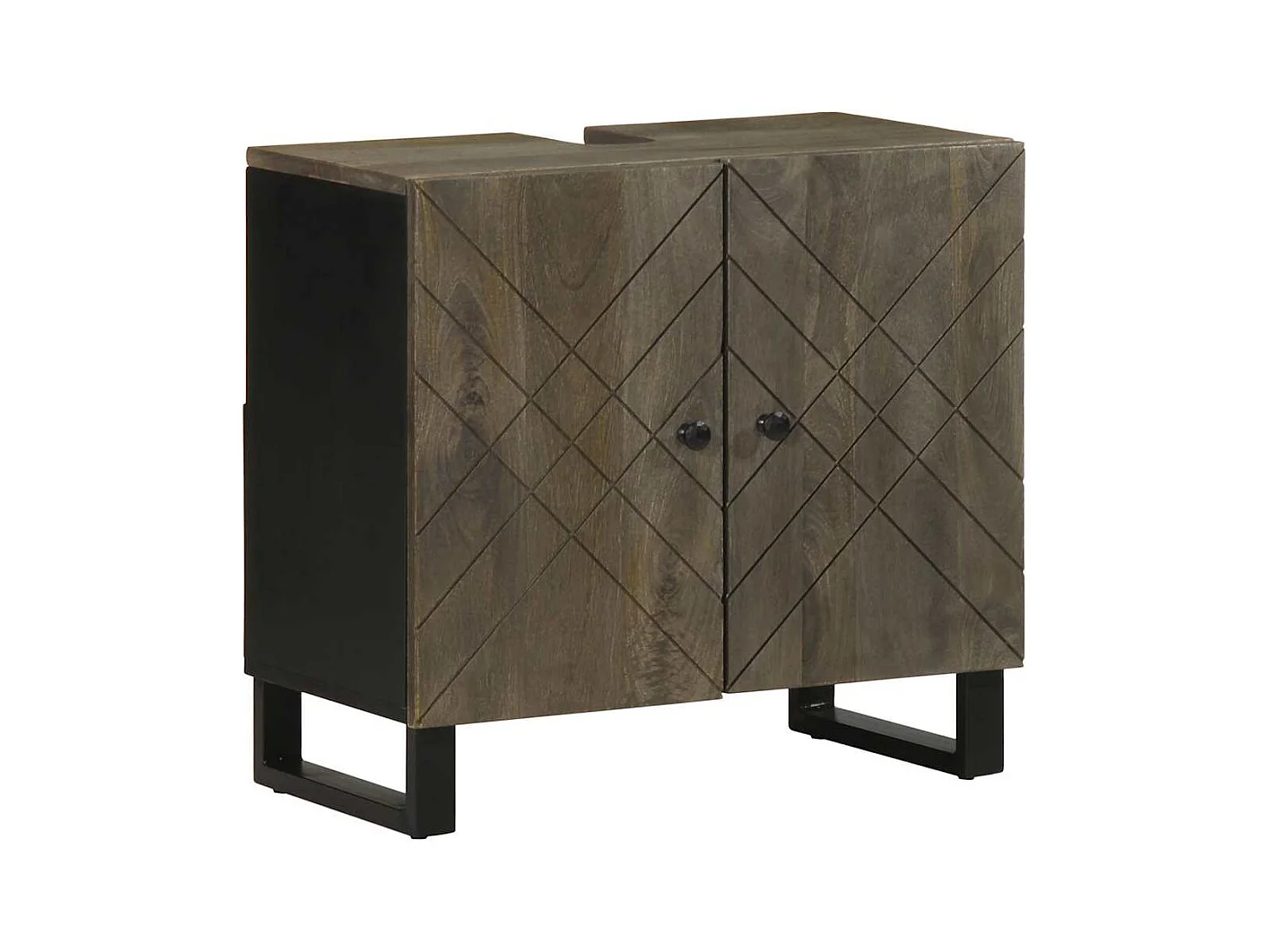 Armoire de lavabo noir 62x33x58 cm bois massif de manguier