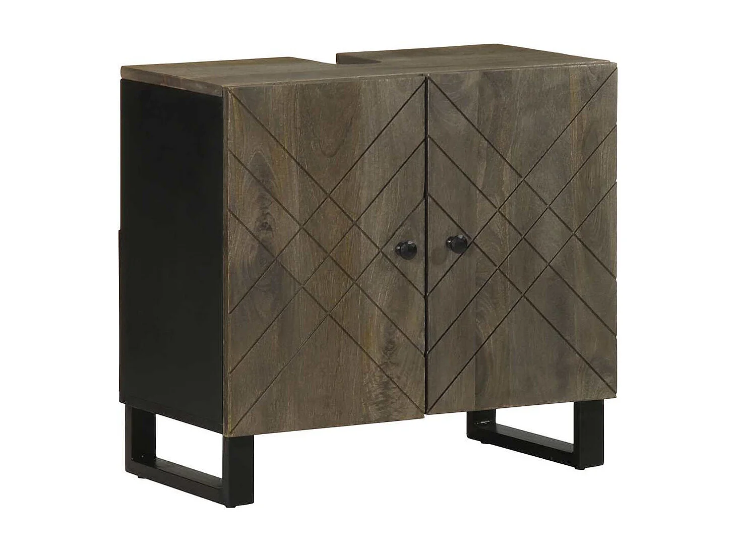 Armoire de lavabo noir 62x33x58 cm bois massif de manguier