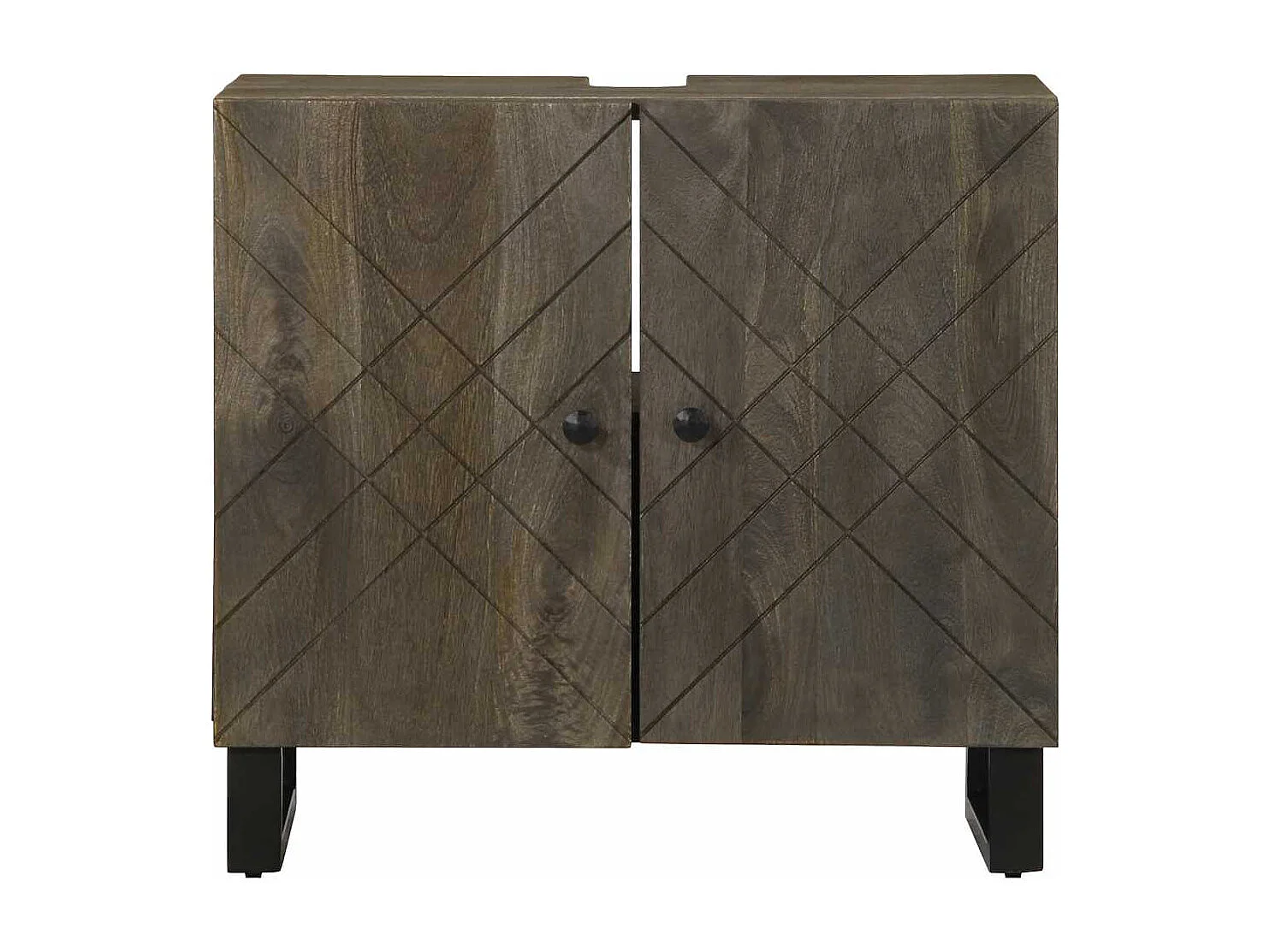 Armoire de lavabo noir 62x33x58 cm bois massif de manguier