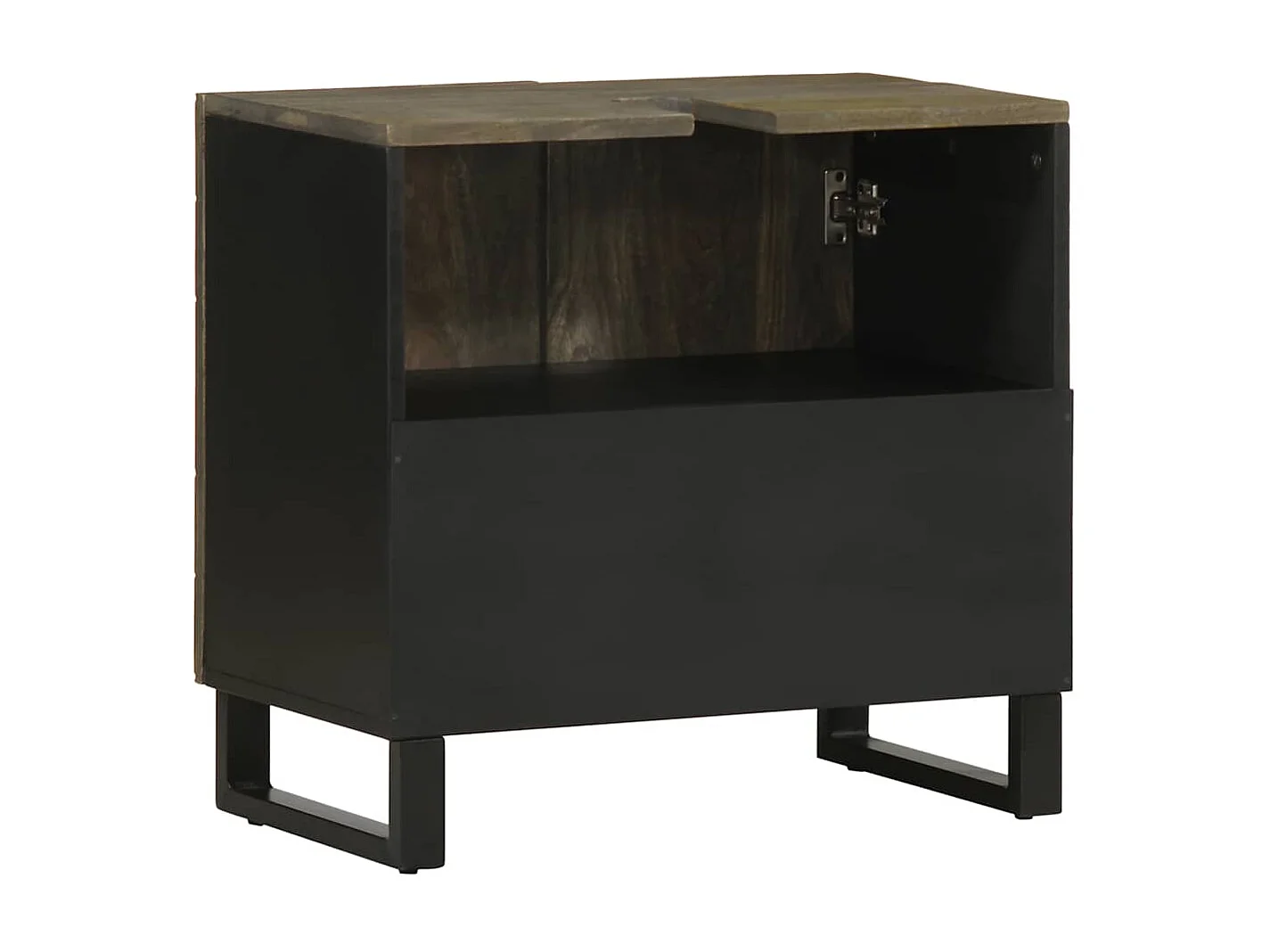 Armoire de lavabo noir 62x33x58 cm bois massif de manguier